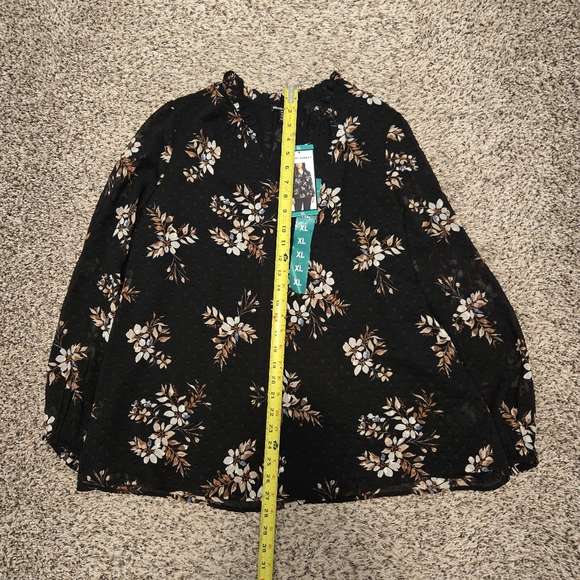 Hilary Radley Women's XL Floral Blouse Black - Picture 5 of 11